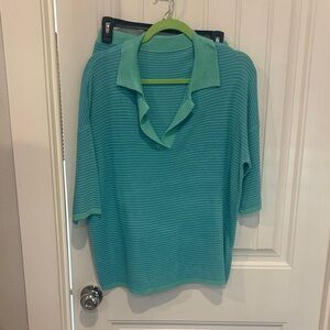 Teal Knit Collared Sweater and matching shorts